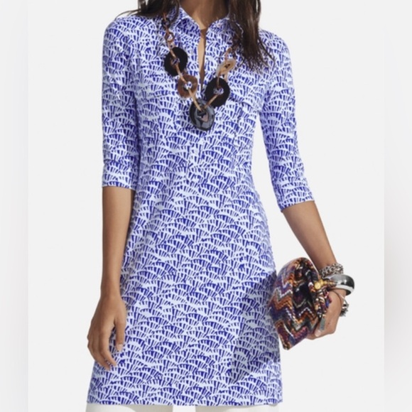 Persifor Winpenny Dress Reverse Astral Scales Pattern Blue White Size XS - Picture 1 of 6